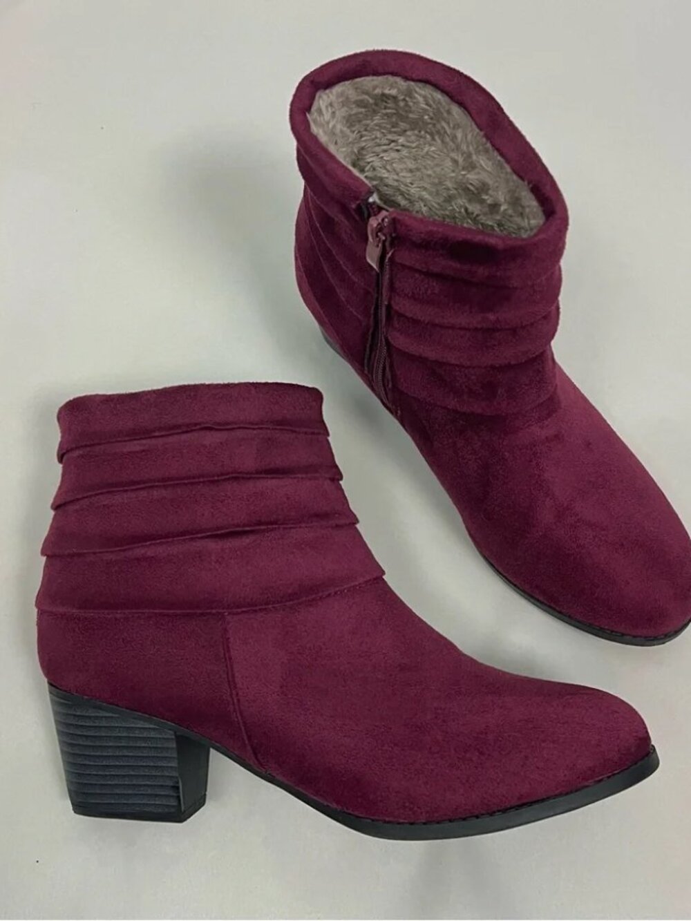 Patrizia by Spring Step Aloly Booties Size 39 Burgundy Faux Lined Ankle Boots